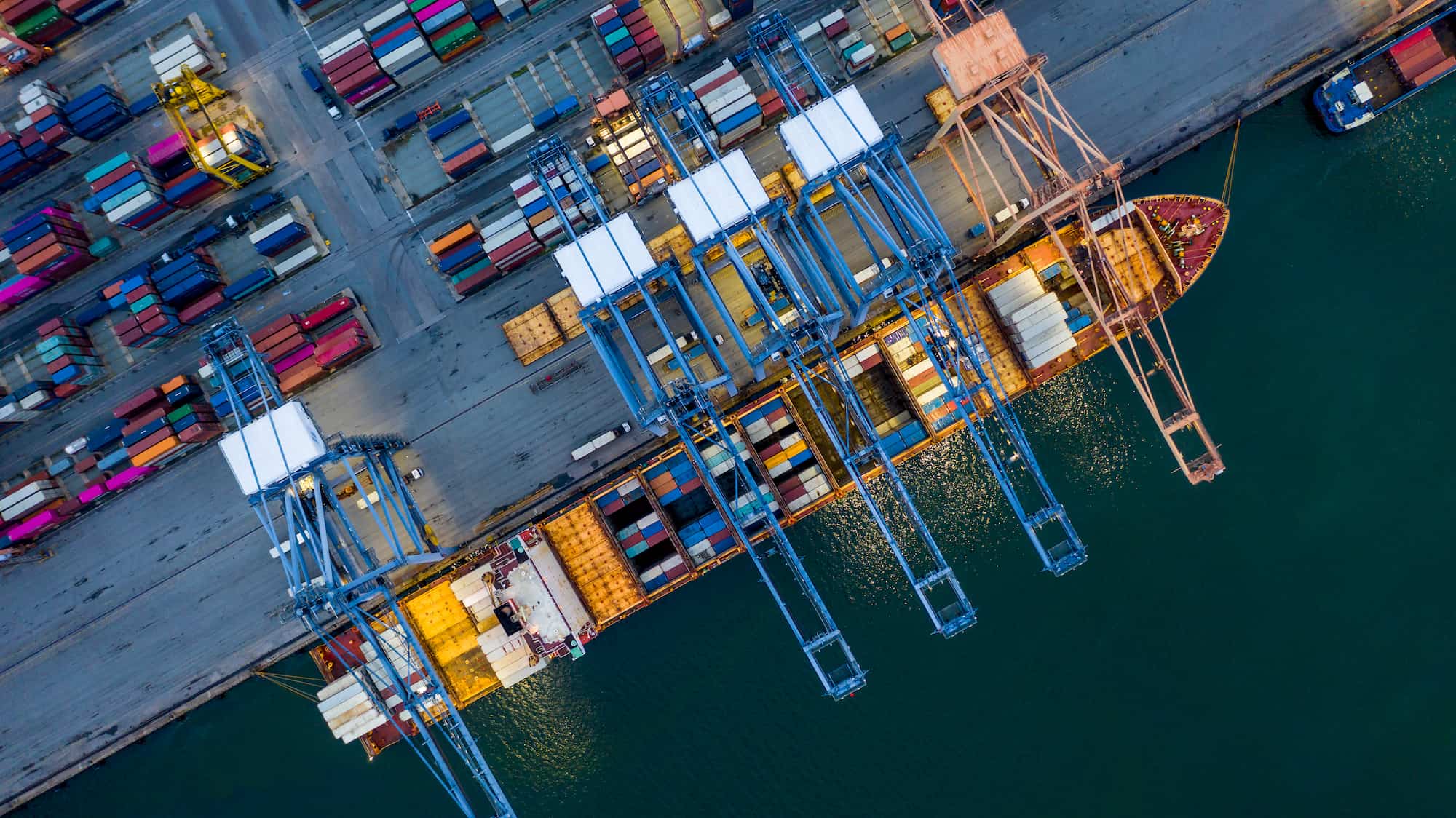 A container port seen from above